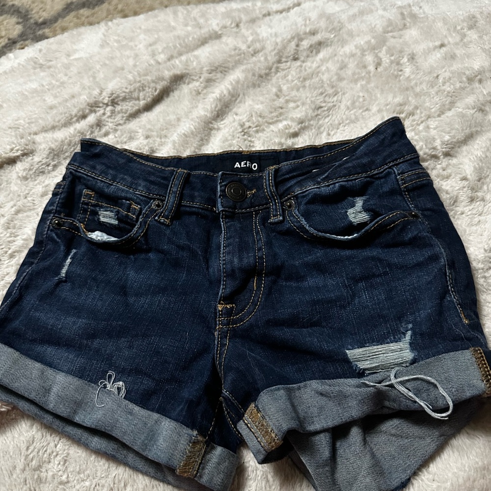 Aeropostale Women's Distressed Blue Jean Shorts